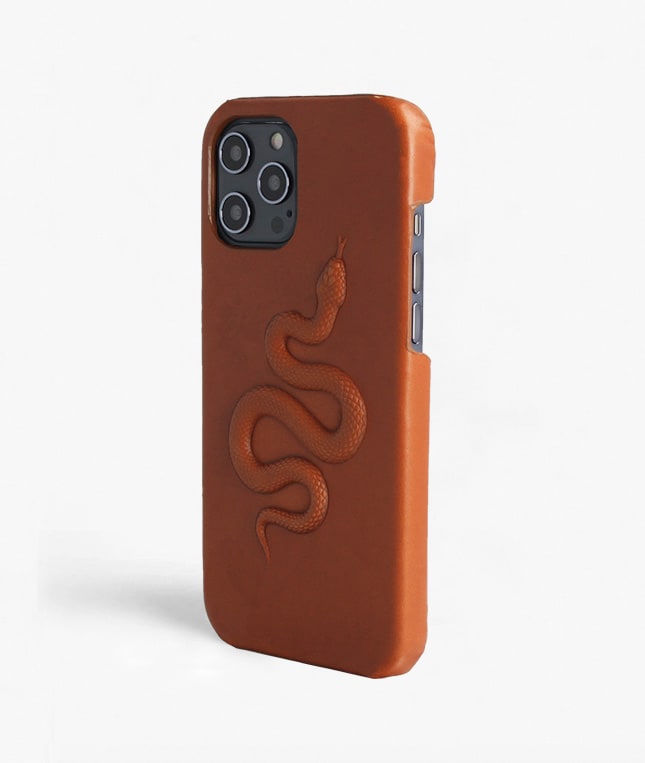 iPhone 12 Pro Max Skal Snake Cognac