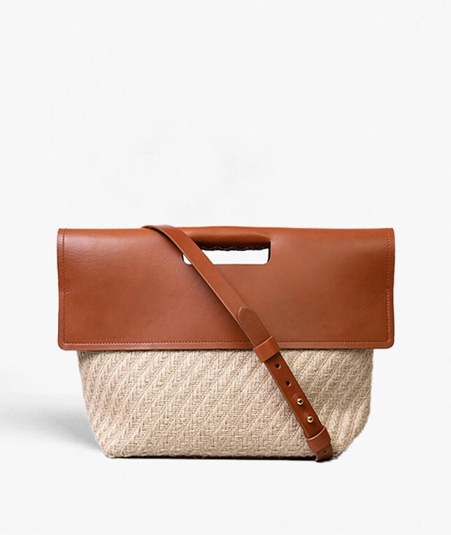 Classy Bag Jute Leather Vegetable Tanned Brun