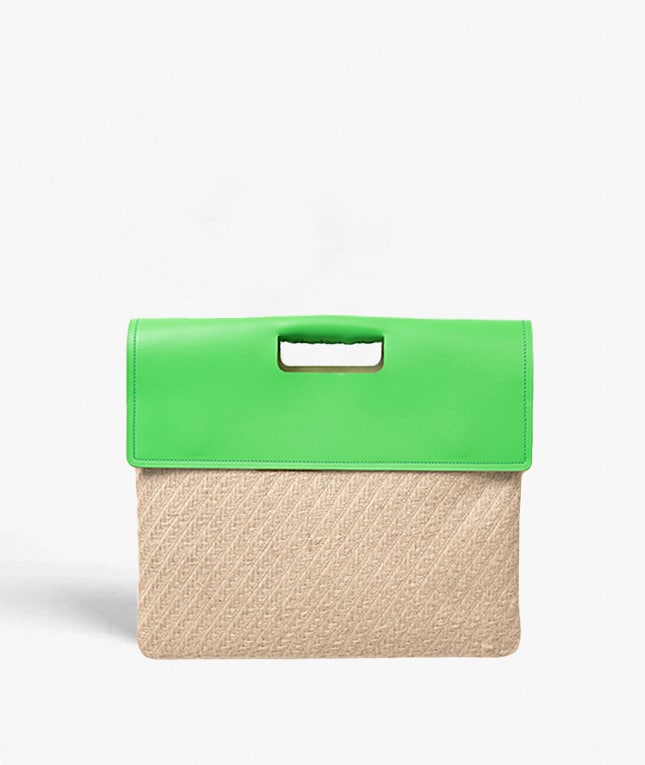 Trend Bag Jute Leather Vegetable Tanned Vibrant Green