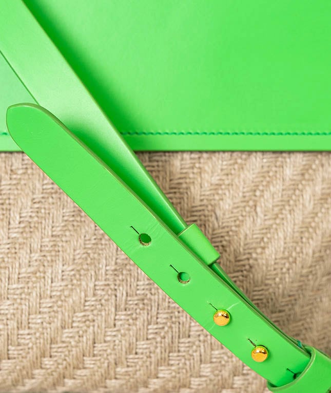 Trend Bag Jute Leather Vegetable Tanned Vibrant Green