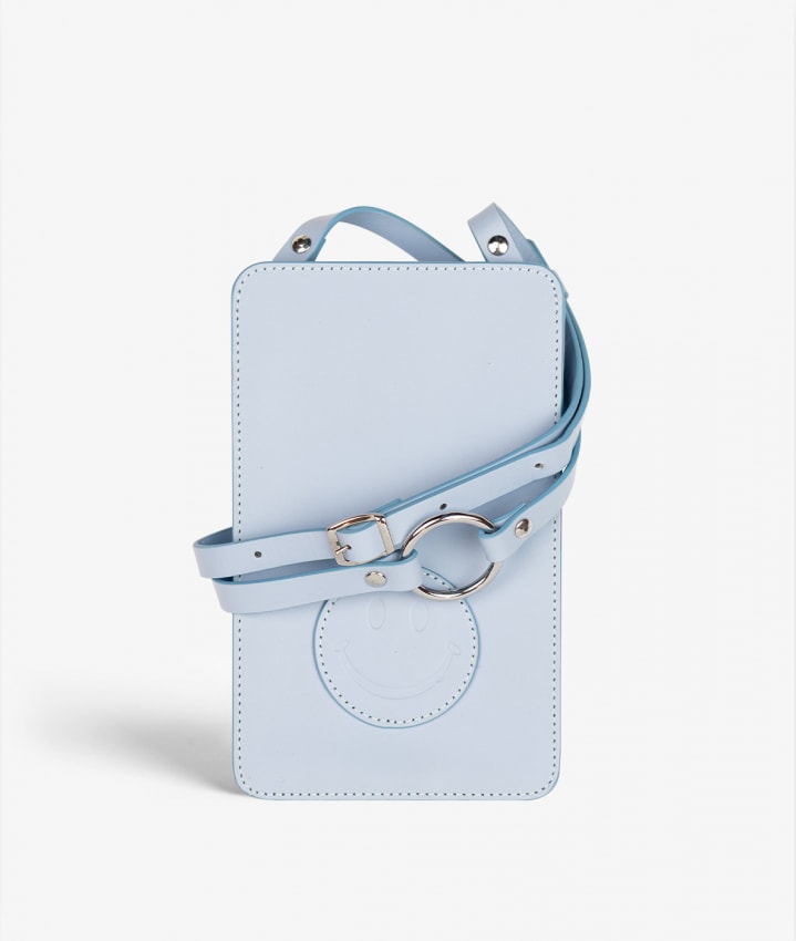 Smart Crossbody Väska Vegetable Tanned Smiley Blå