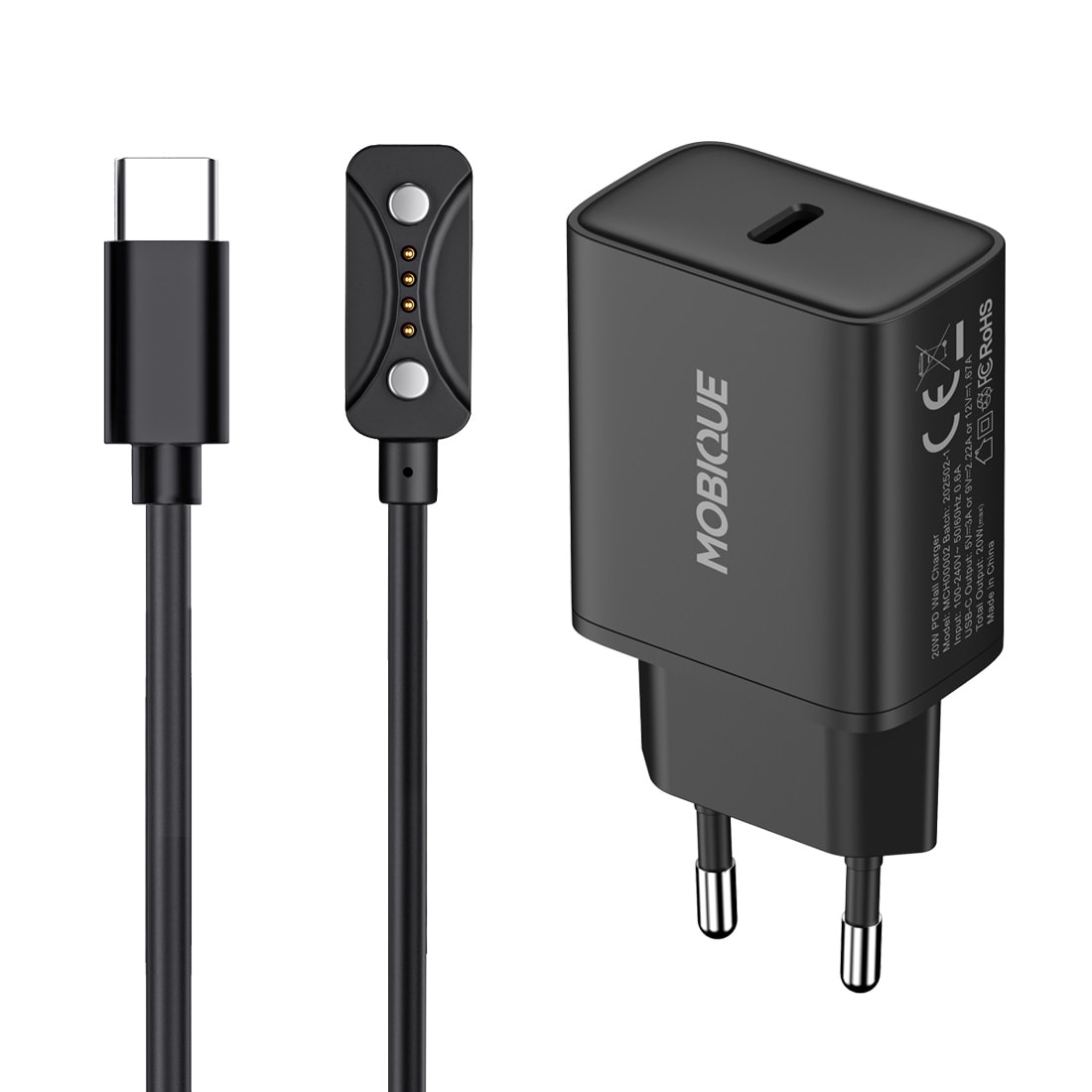 Polar Pacer Pro Laddare - kabel & väggladdare 20W, Svart