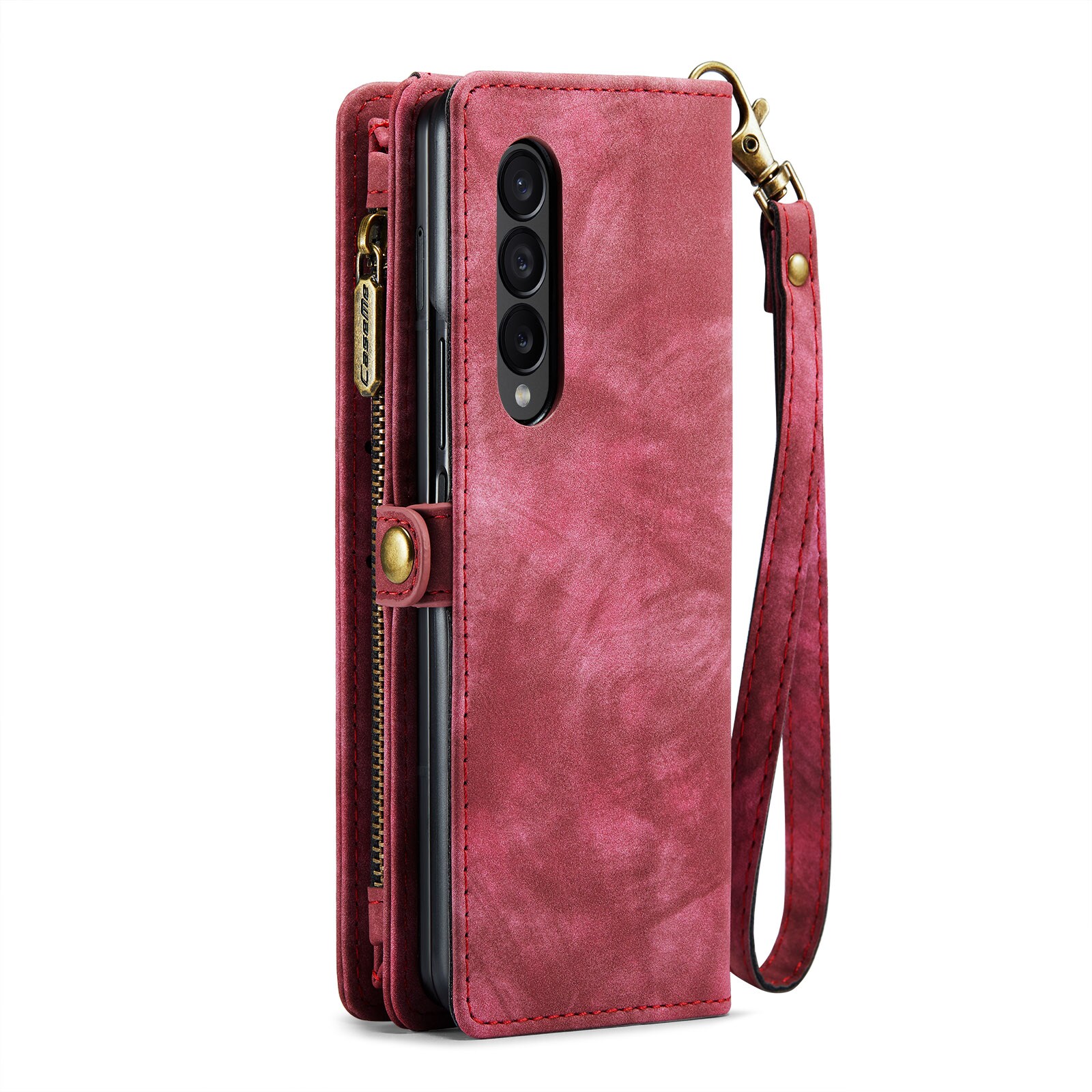 Samsung Galaxy Z Fold 4 Rymligt plånboksfodral med många kortfack, Röd