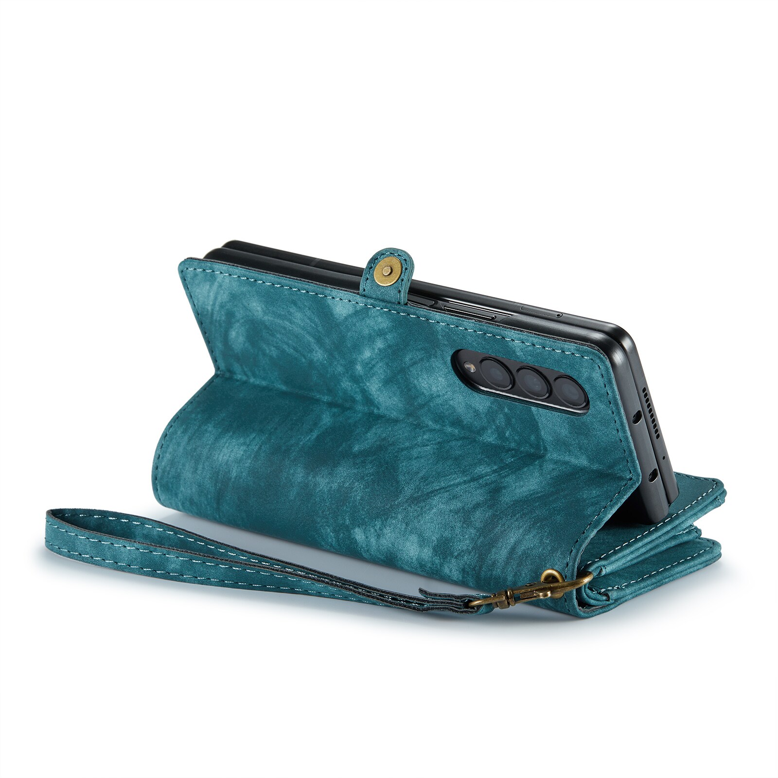 Samsung Galaxy Z Fold 4 Rymligt plånboksfodral med många kortfack, Blå