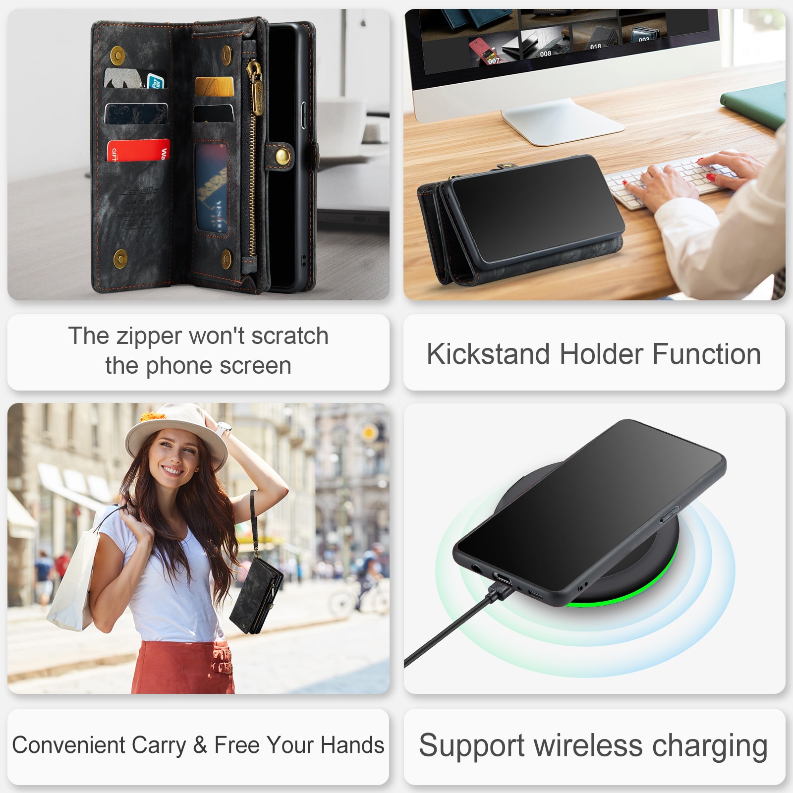 Samsung Galaxy S9 Rymligt plånboksfodral med många kortfack, Grå
