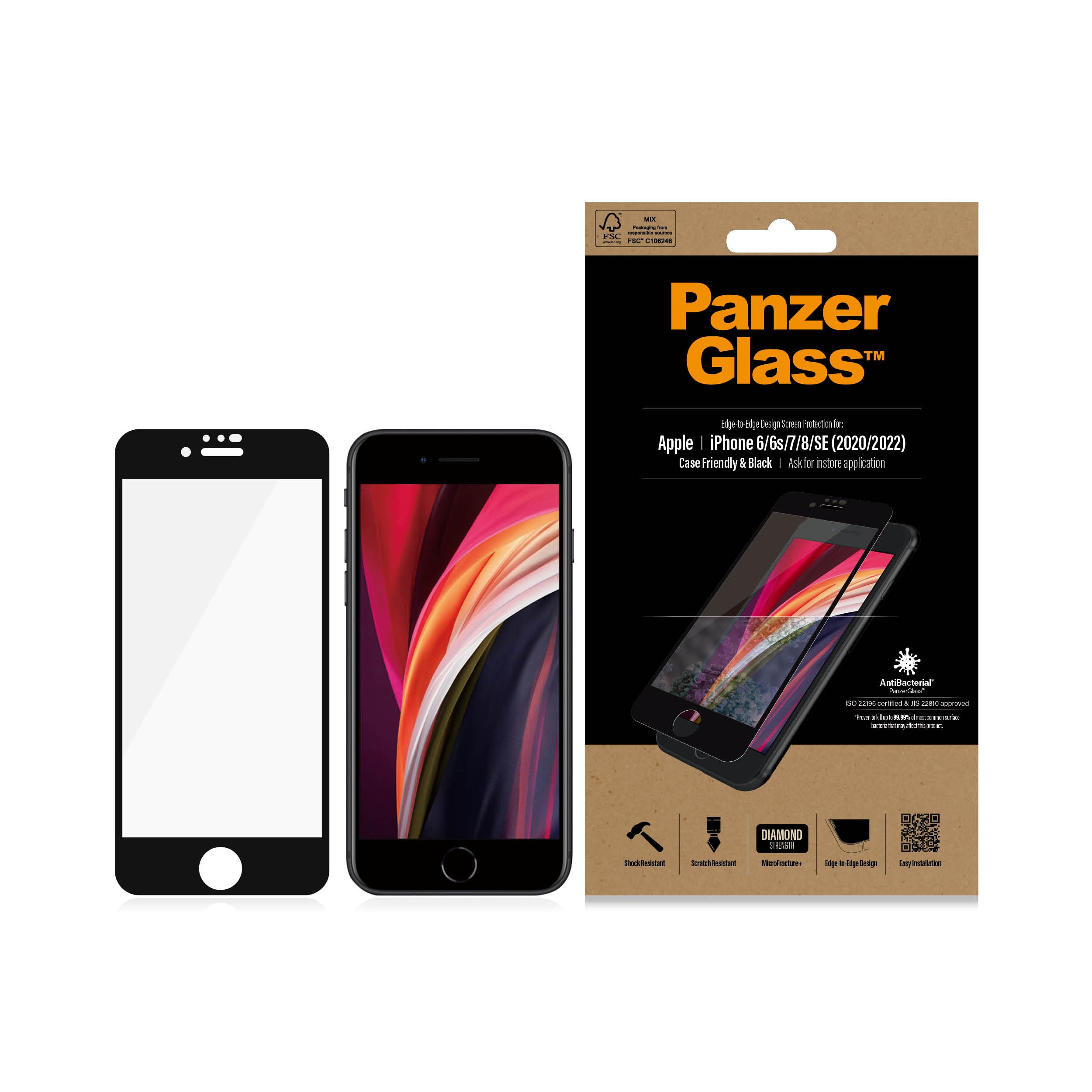 iPhone SE (2022) Skärmskydd i reptåligt härdat glas - Edge-to-Edge