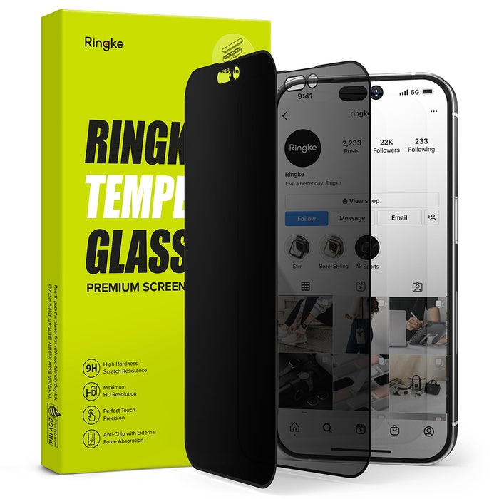iPhone 14 Pro Max Anti-spy Skärmskydd i glas med monteringsverktyg