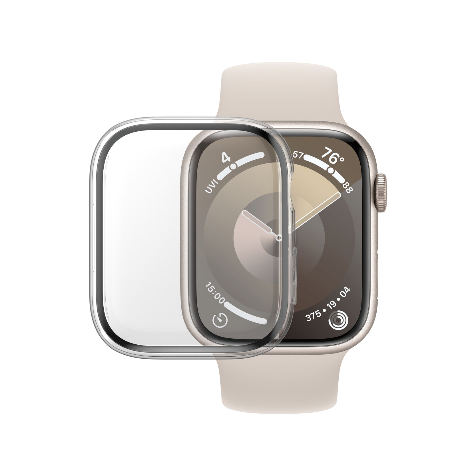 Apple Watch 45mm Series 9 Heltäckande skal med skärmskydd D3O, transparent