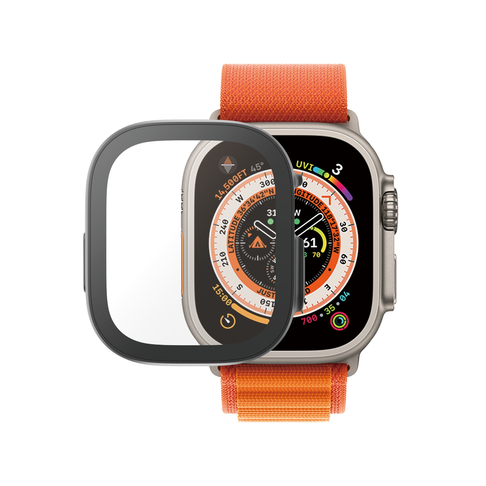 Apple Watch Ultra 49mm 1st Gen Heltäckande skal med skärmskydd D3O, Svart