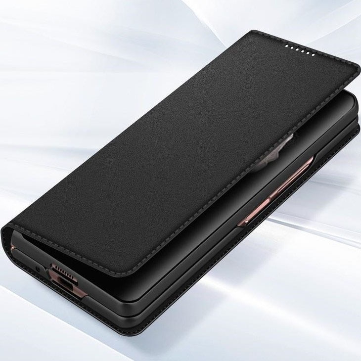 Samsung Galaxy Z Fold 5 Plånboksfodral i Äkta Läder, svart
