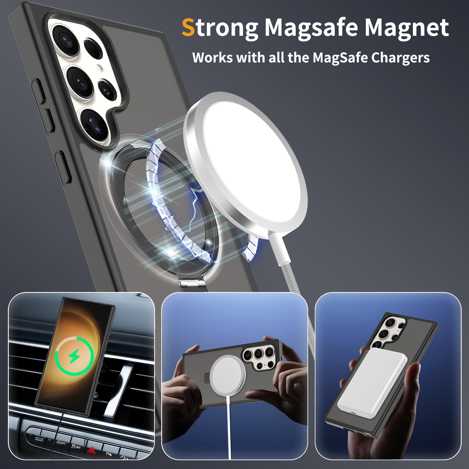 Samsung Galaxy S23 Ultra Magnetic hybridskal med ställfunktion, Svart