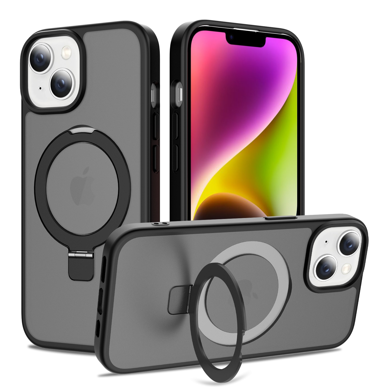 iPhone 13 Magnetic hybridskal med ställfunktion, Svart