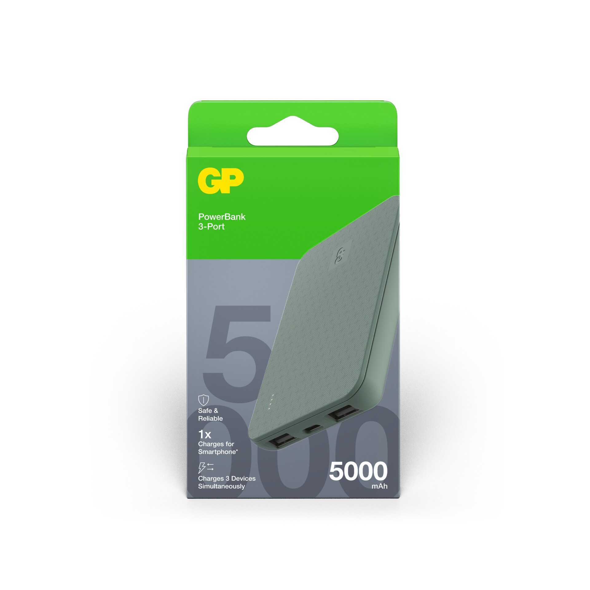 Powerbank Plus 5000 mAh, Grå
