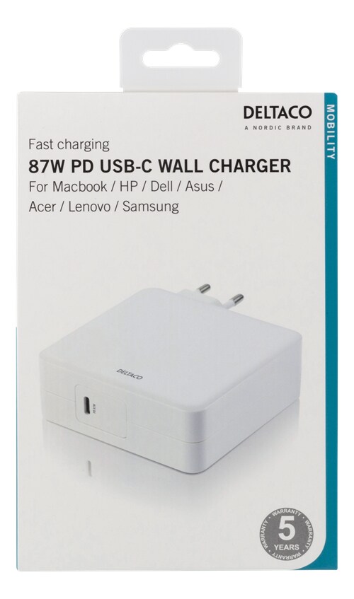 Nätadapter USB-C 87W, vit