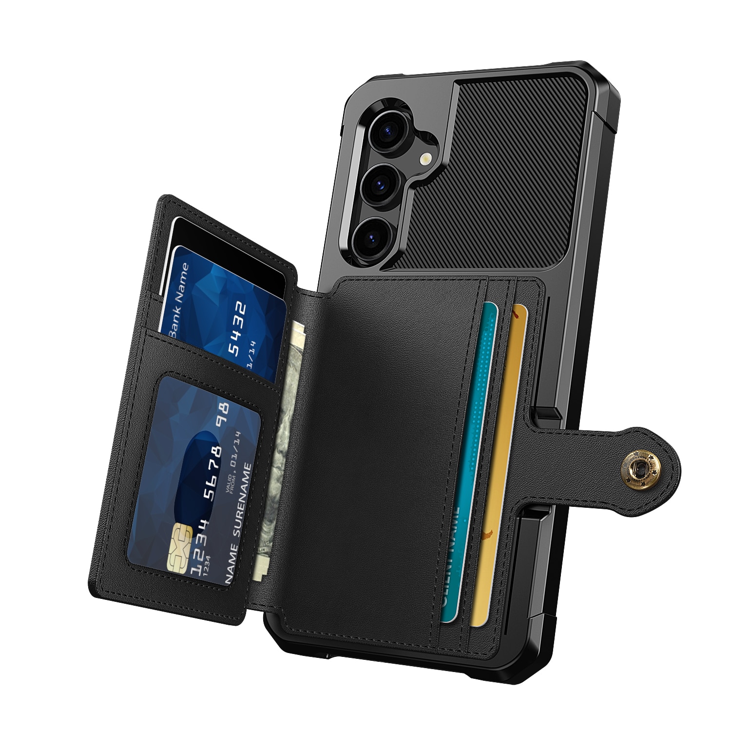 Samsung Galaxy S23 FE Stöttåligt Mobilskal med Plånbok, svart