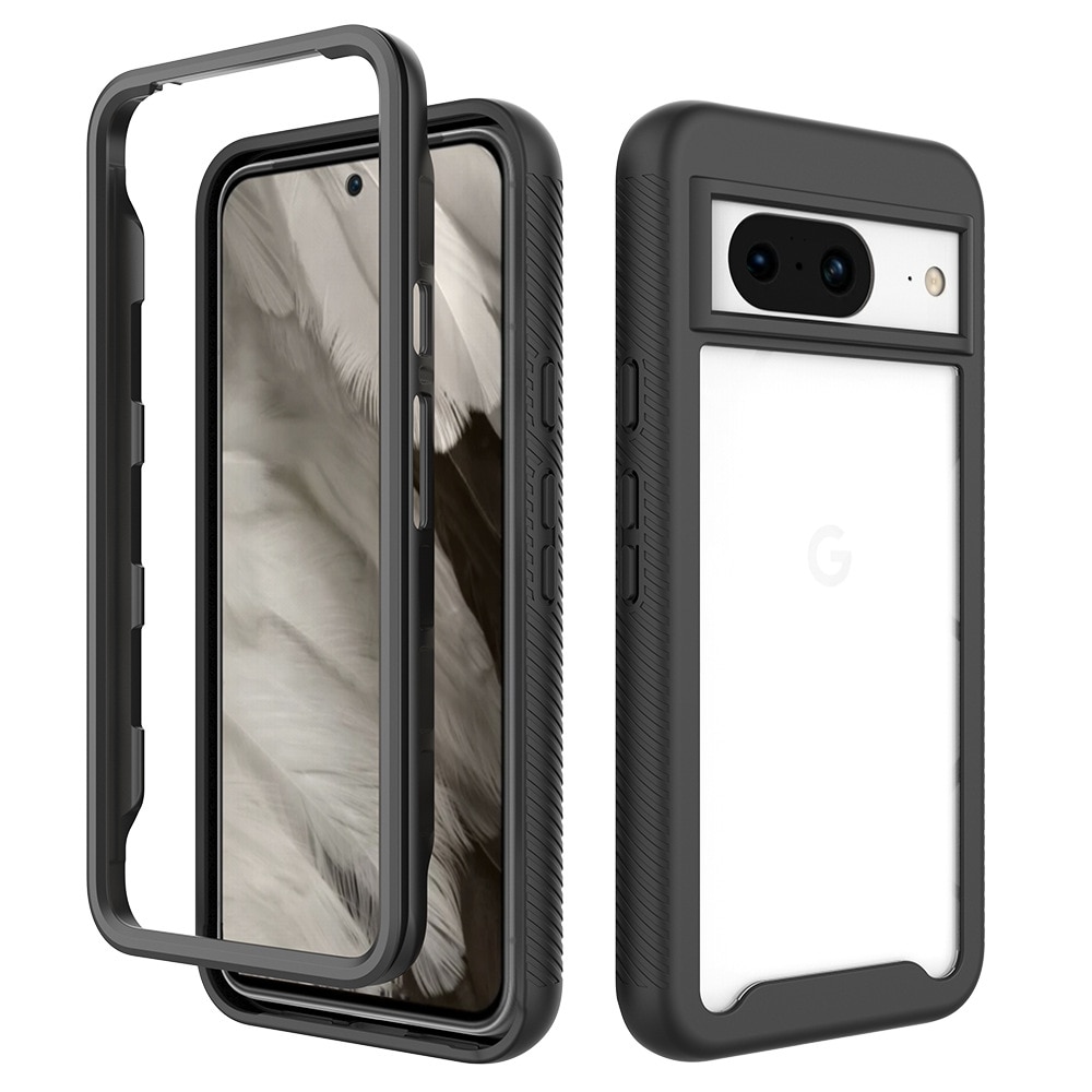 Google Pixel 8 Stöttåligt mobilskal med skyddsram, Svart