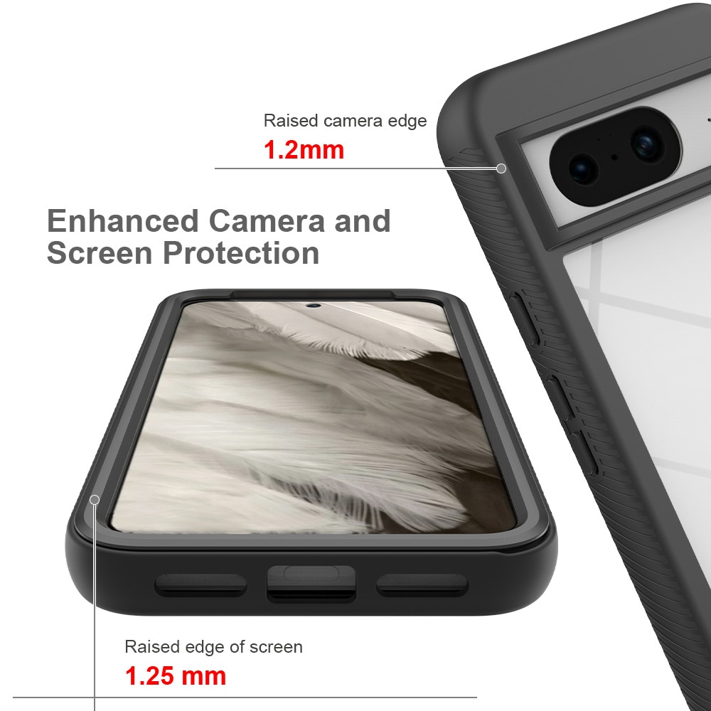 Google Pixel 8 Stöttåligt mobilskal med skyddsram, Svart
