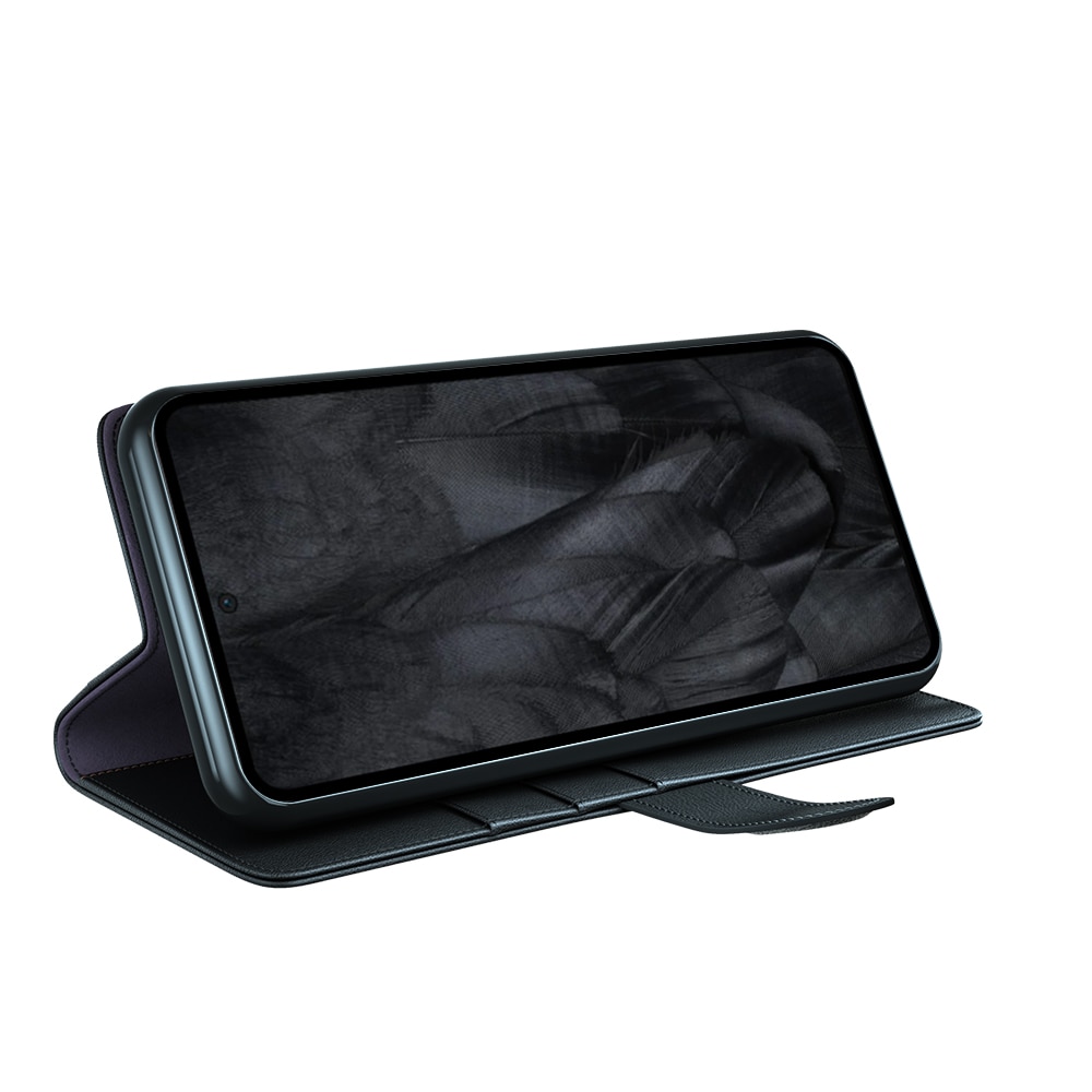 Google Pixel 8 Pro Plånboksfodral i Äkta Läder, svart