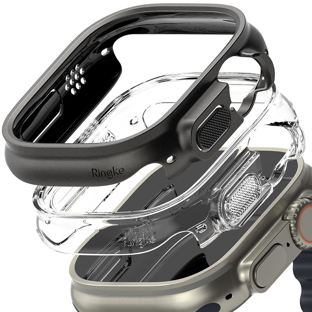 Apple Watch Ultra 49mm Tunt skal (2-pack), titansvart & genomskinlig