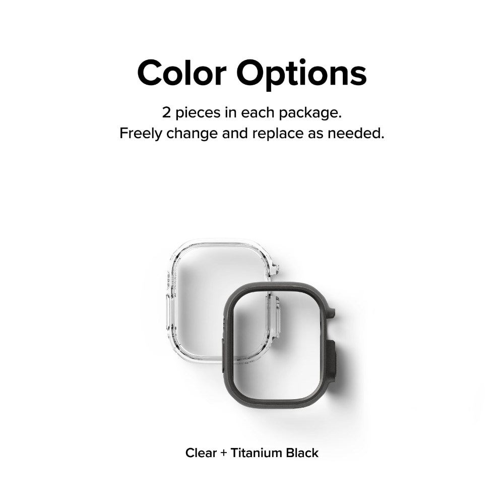 Apple Watch Ultra 2 49mm Tunt skal (2-pack), titansvart & genomskinlig