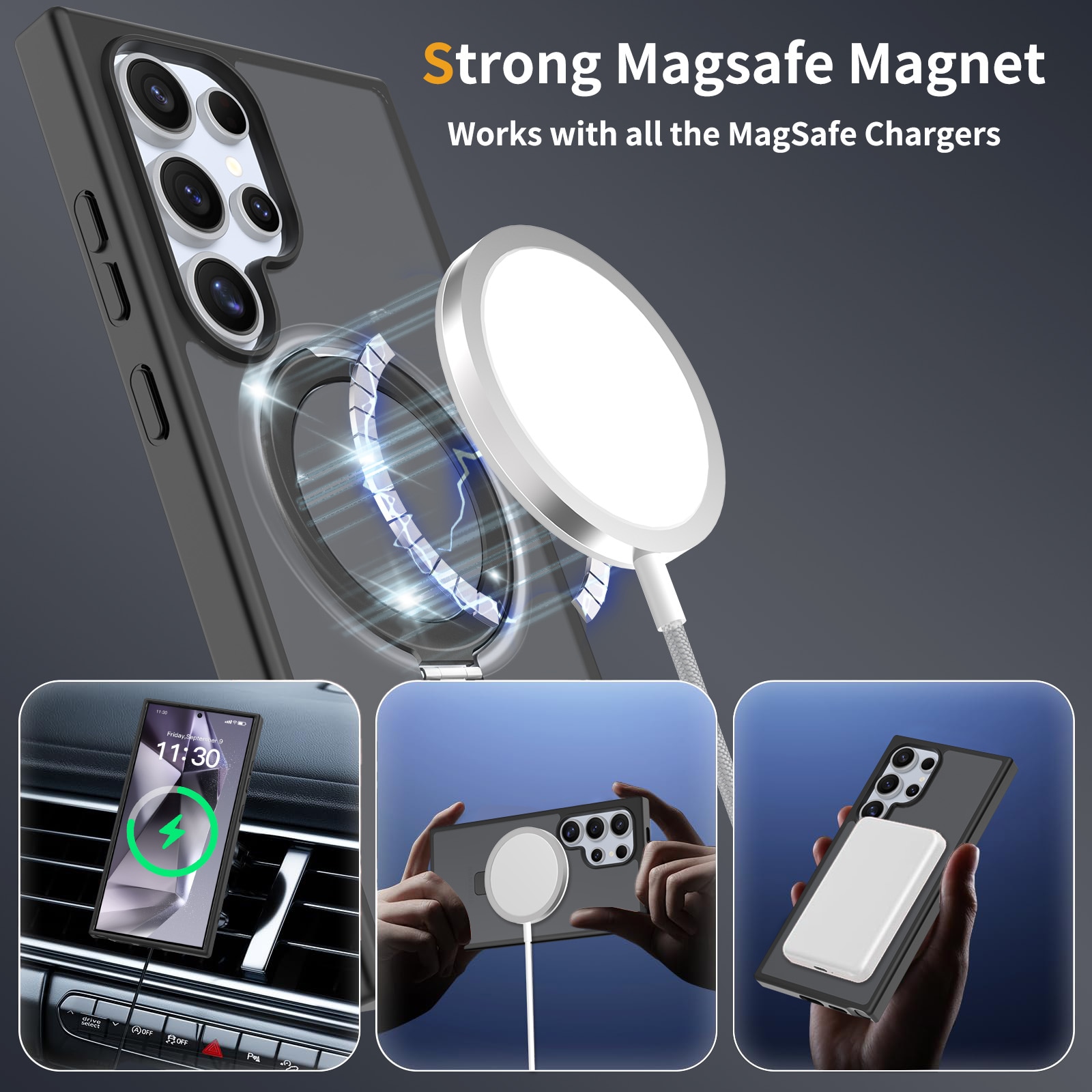 Samsung Galaxy S24 Ultra Magnetic hybridskal med ställfunktion, Svart