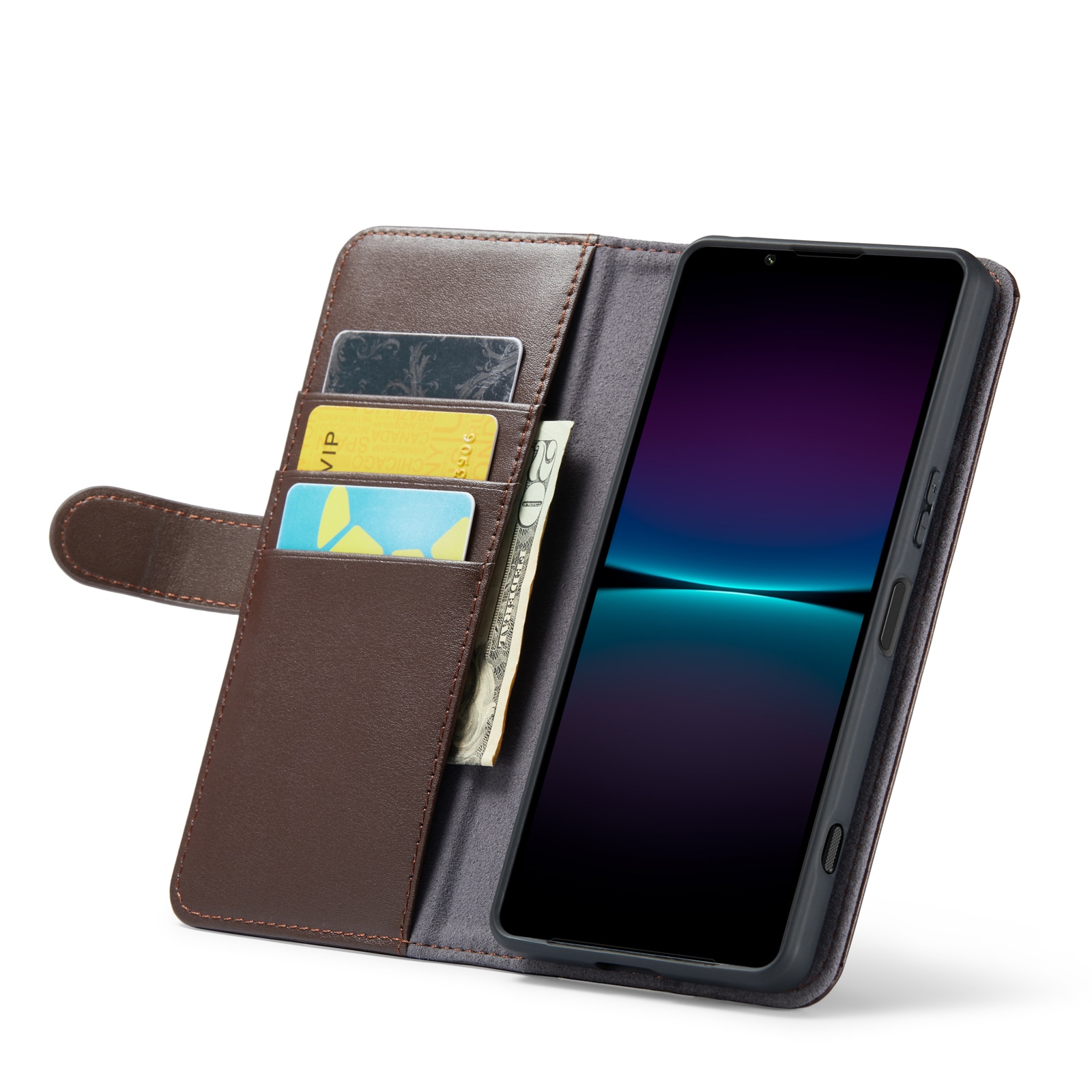 Sony Xperia 1 VI Plånboksfodral i Äkta Läder, Brun