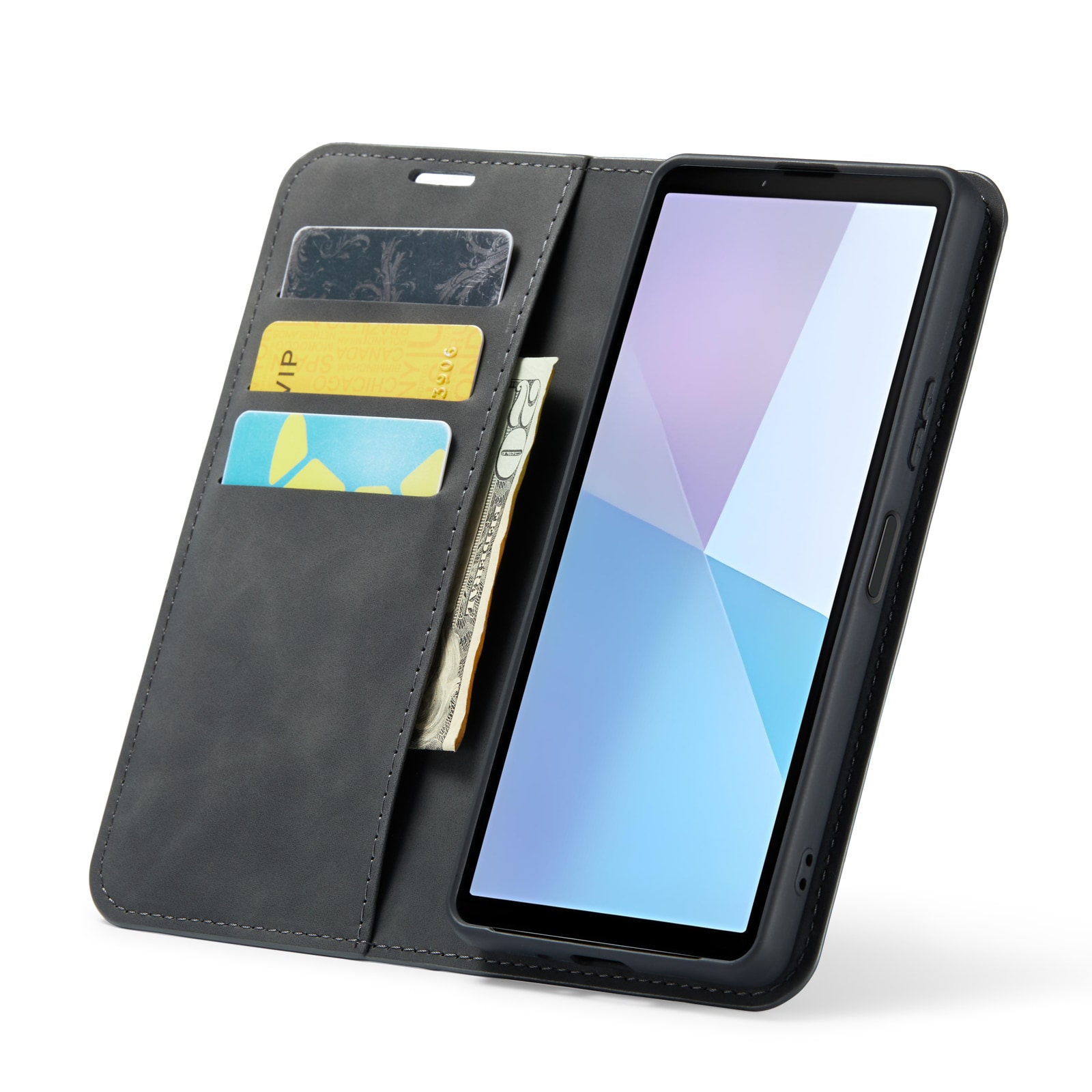 Sony Xperia 10 VI Slimmat fodral med kortfack, Svart