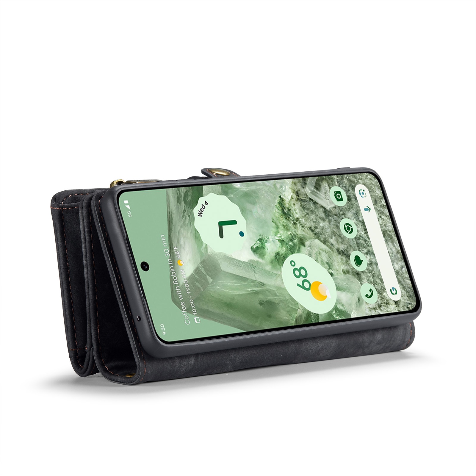 Google Pixel 8a Rymligt plånboksfodral med många kortfack, Grå