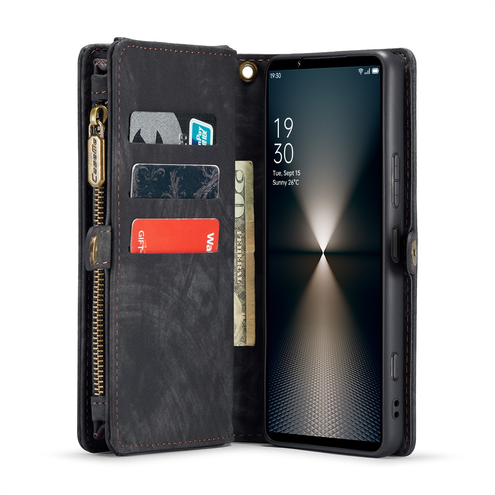 Sony Xperia 10 VI Rymligt plånboksfodral med många kortfack, Grå