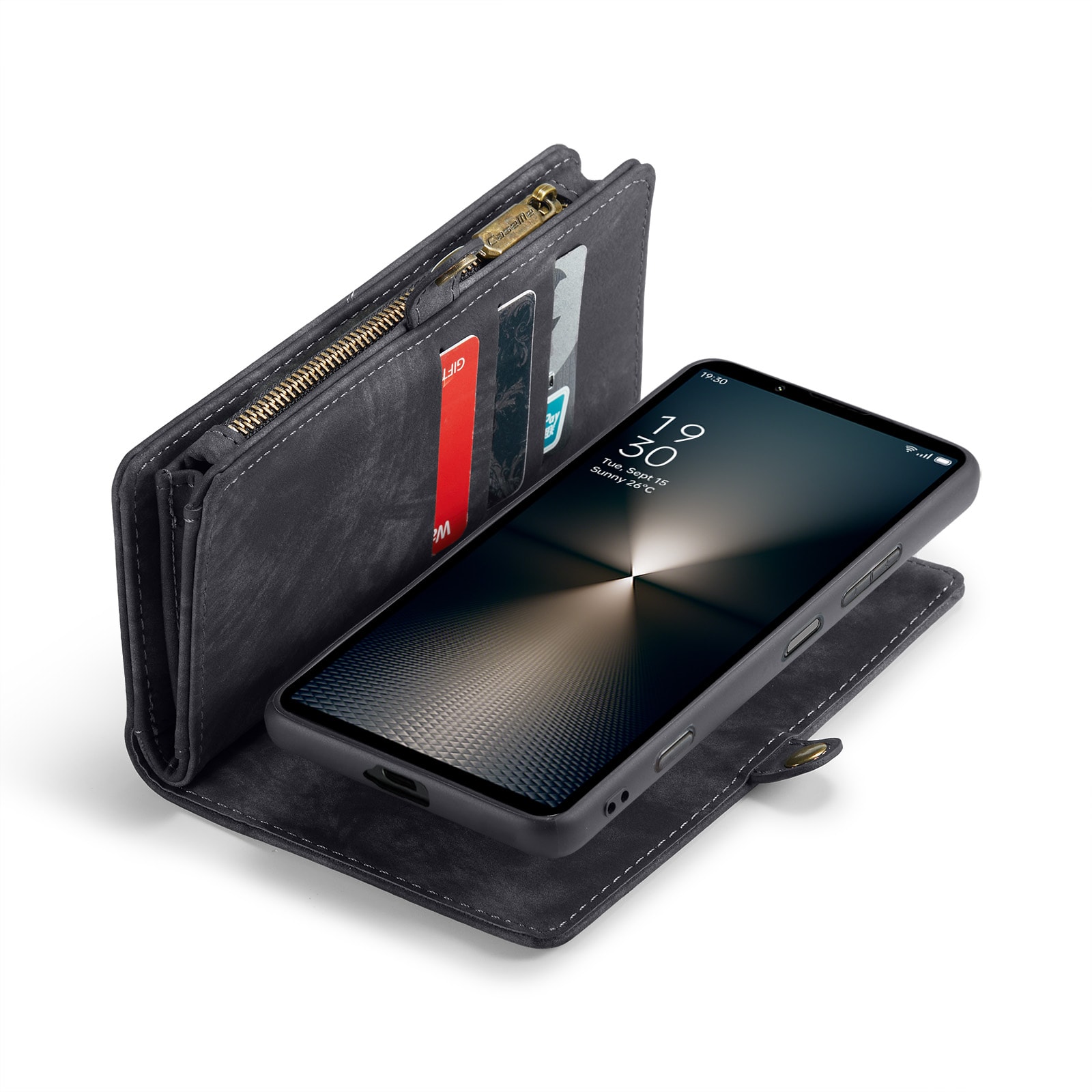 Sony Xperia 10 VI Rymligt plånboksfodral med många kortfack, Grå