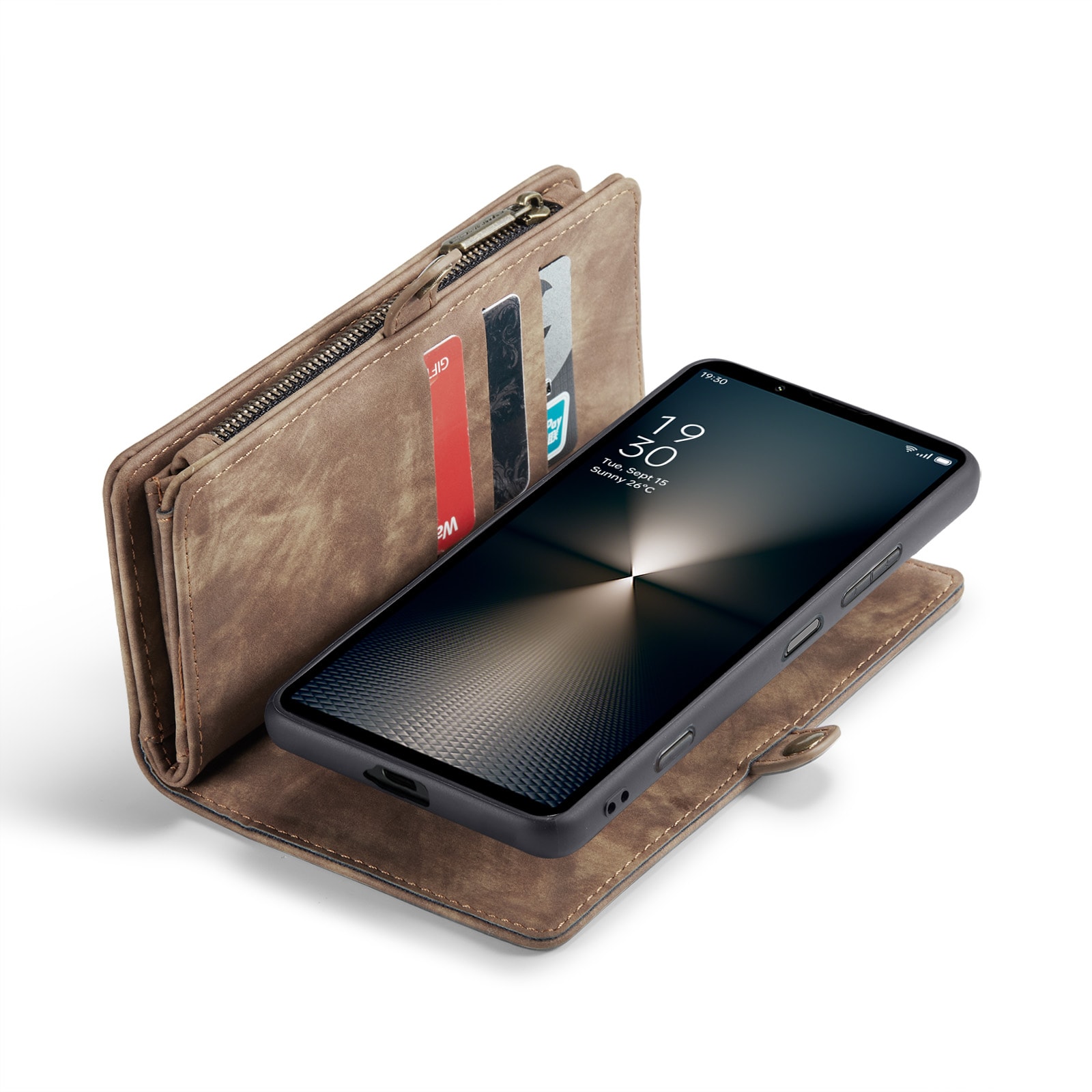 Sony Xperia 10 VI Rymligt plånboksfodral med många kortfack, Brun
