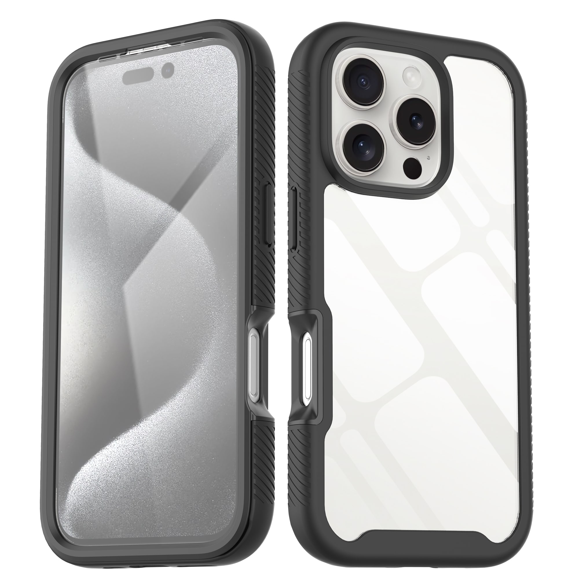 iPhone 16 Pro Max Mobilskal Full Protection, Svart/transparent