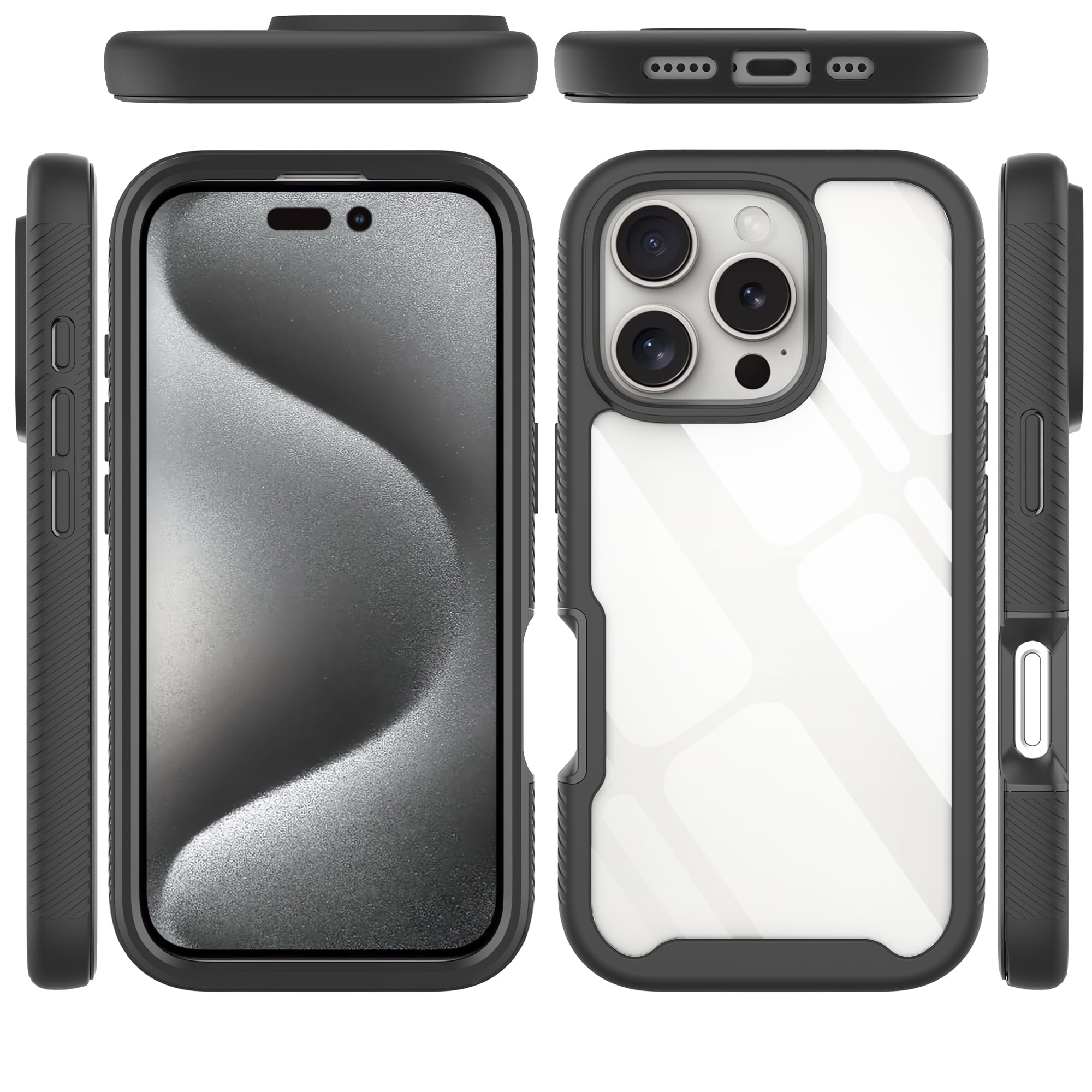 iPhone 16 Pro Max Mobilskal Full Protection, Svart/transparent