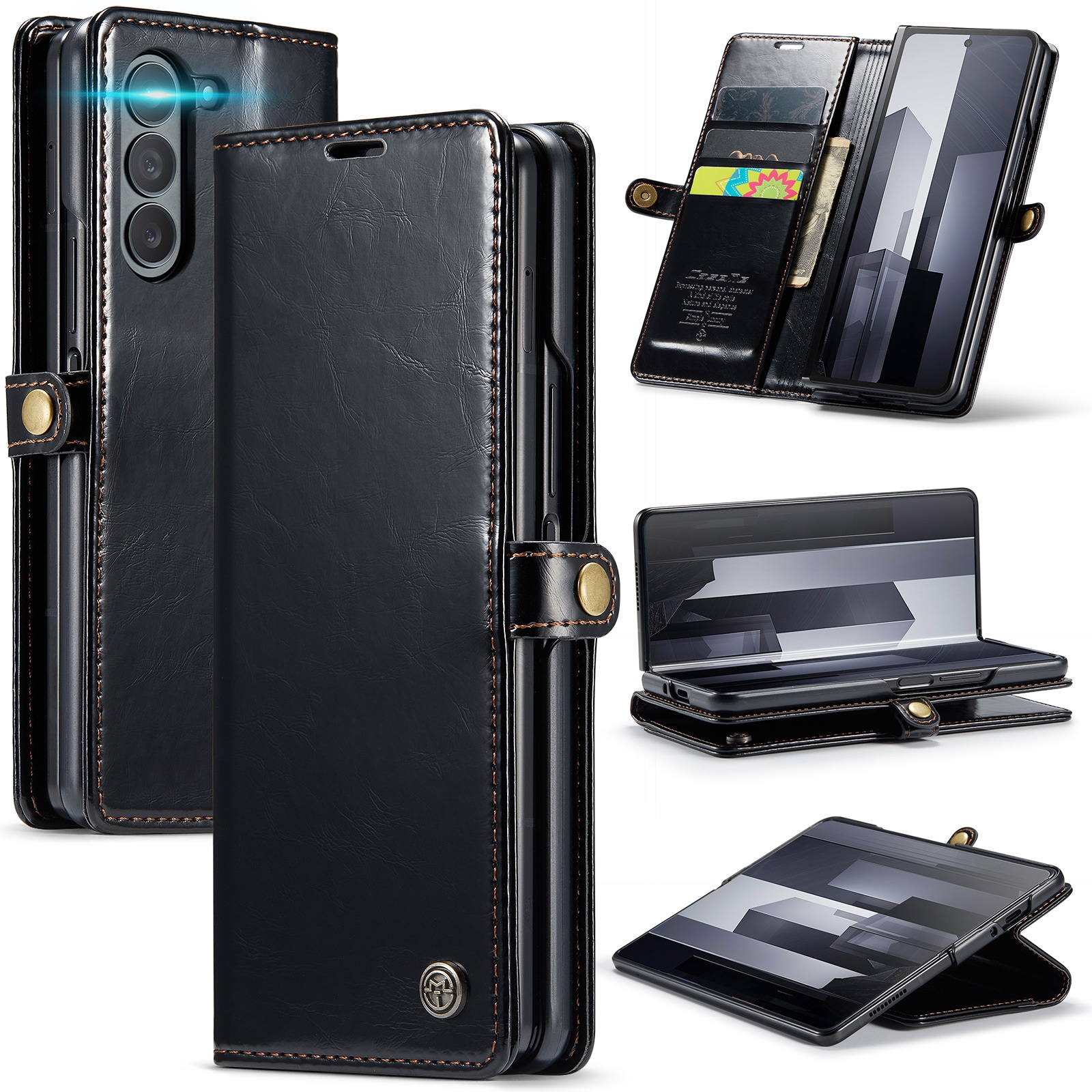 Samsung Galaxy Z Fold 6 Läderfodral Svart