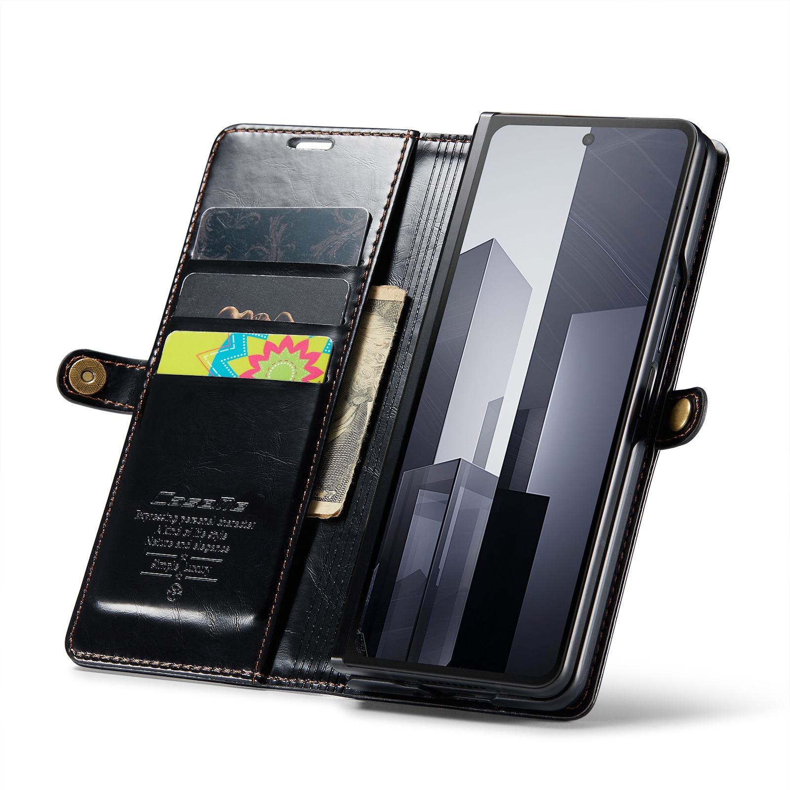 Samsung Galaxy Z Fold 6 Läderfodral Svart