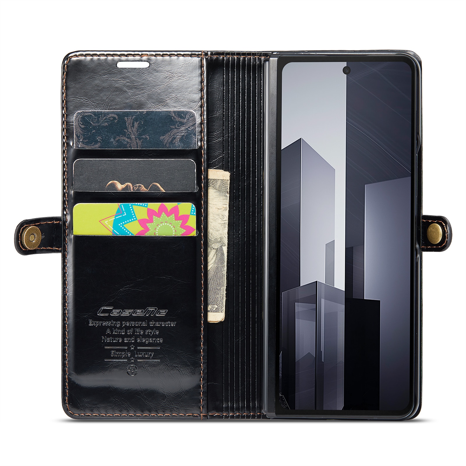 Samsung Galaxy Z Fold 6 Läderfodral Svart