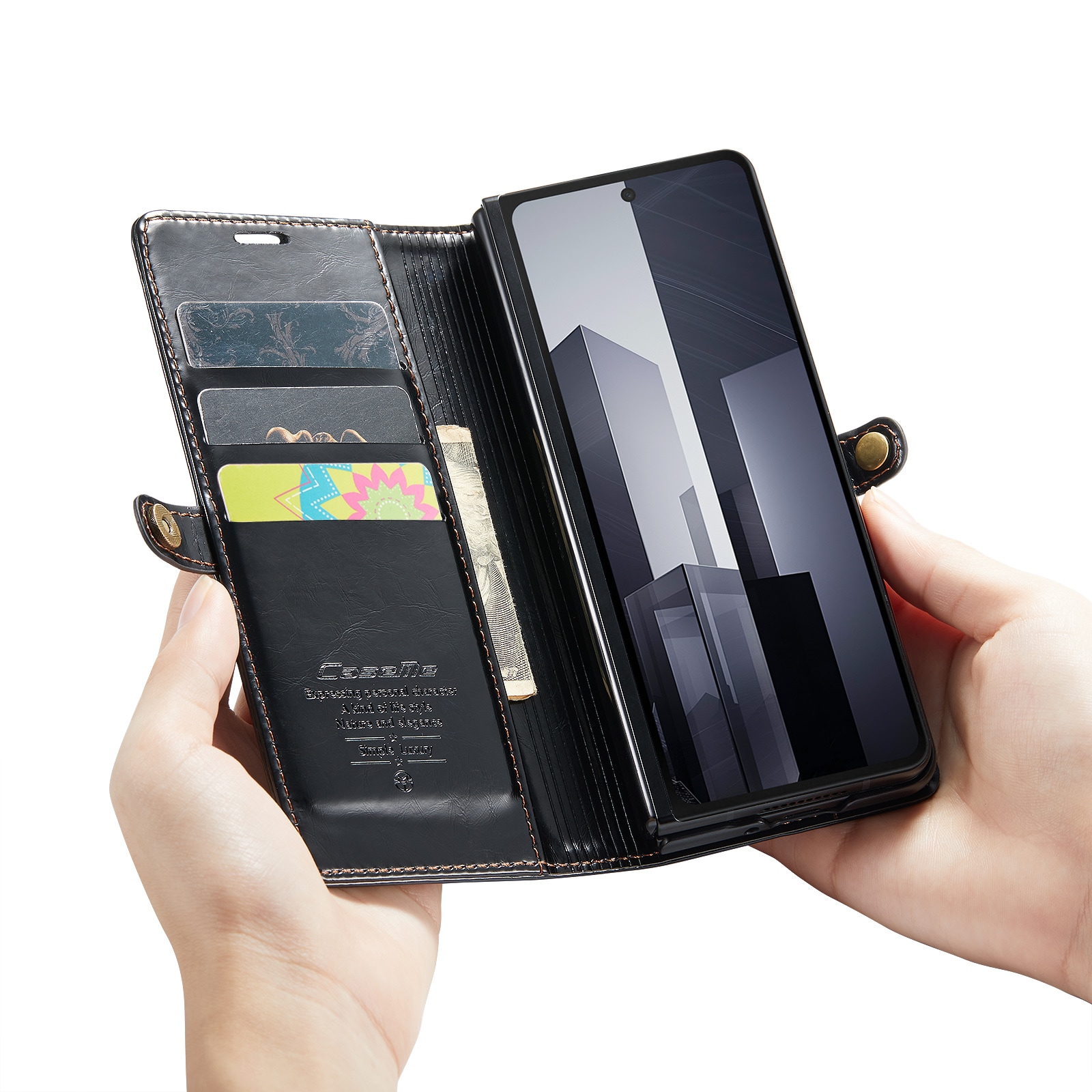 Samsung Galaxy Z Fold 6 Läderfodral Svart