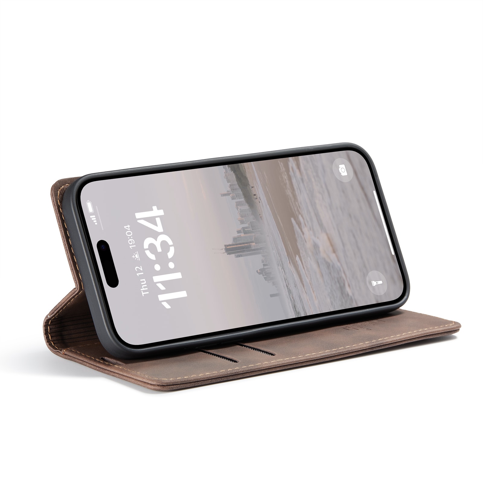iPhone 16 Slimmat plånboksfodral, Brun