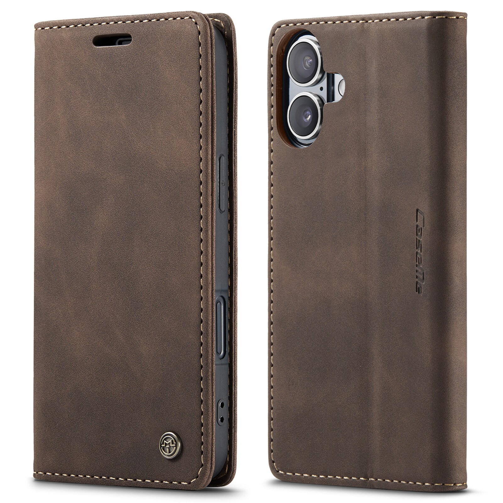 iPhone 16 Slimmat plånboksfodral, Brun