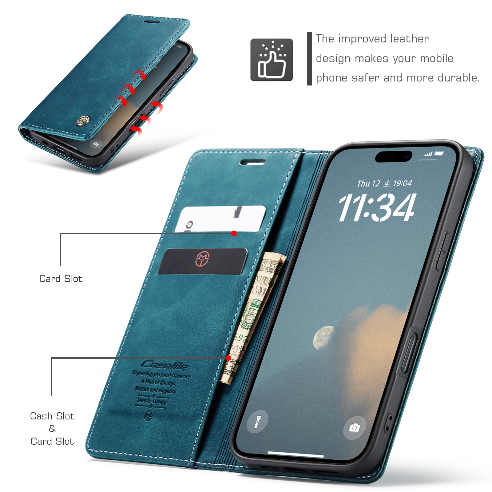 iPhone 16 Slimmat plånboksfodral, Blå