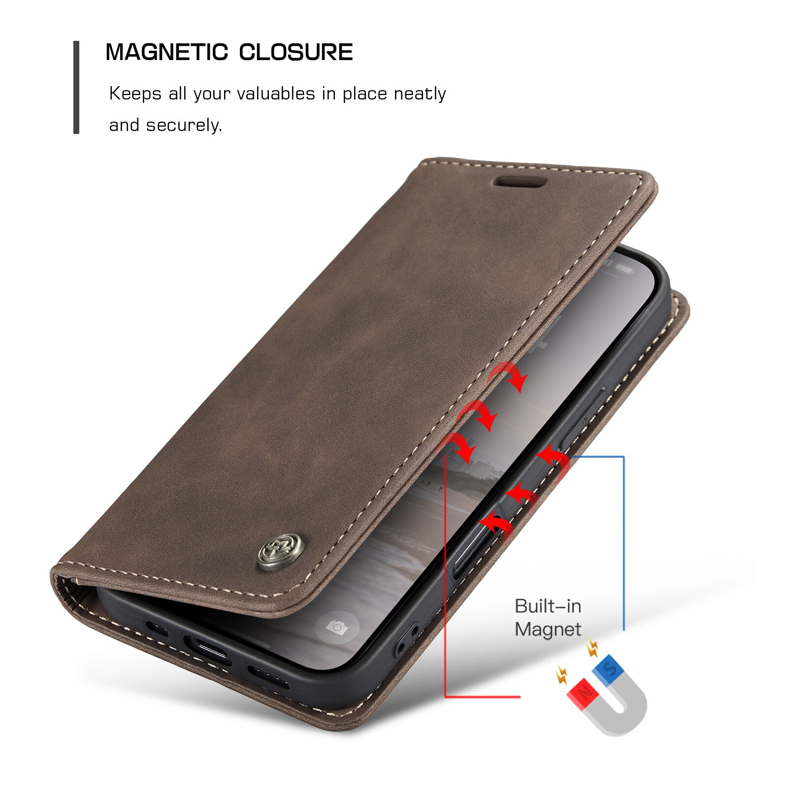 iPhone 16 Pro Max Slimmat plånboksfodral, Brun