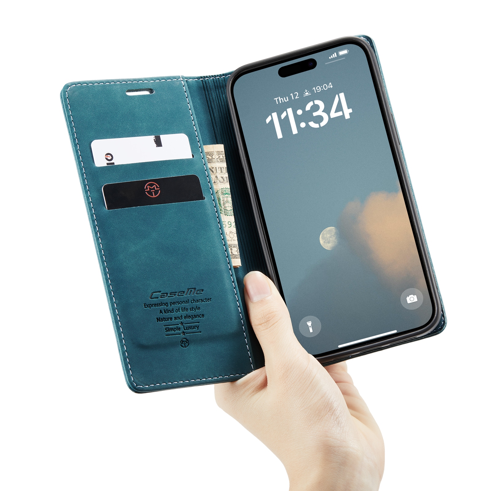iPhone 16 Pro Max Slimmat plånboksfodral, Blå
