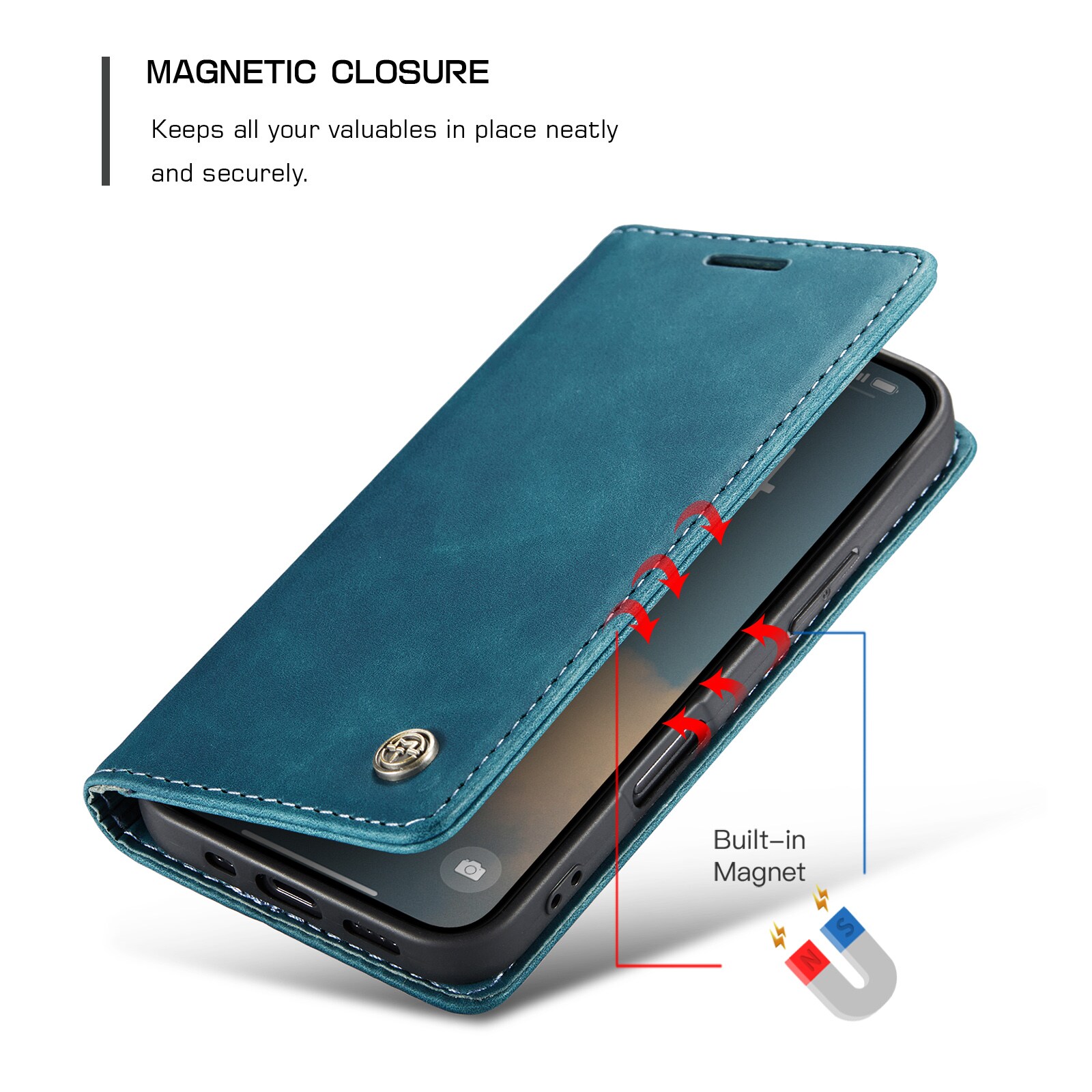 iPhone 16 Pro Max Slimmat plånboksfodral, Blå