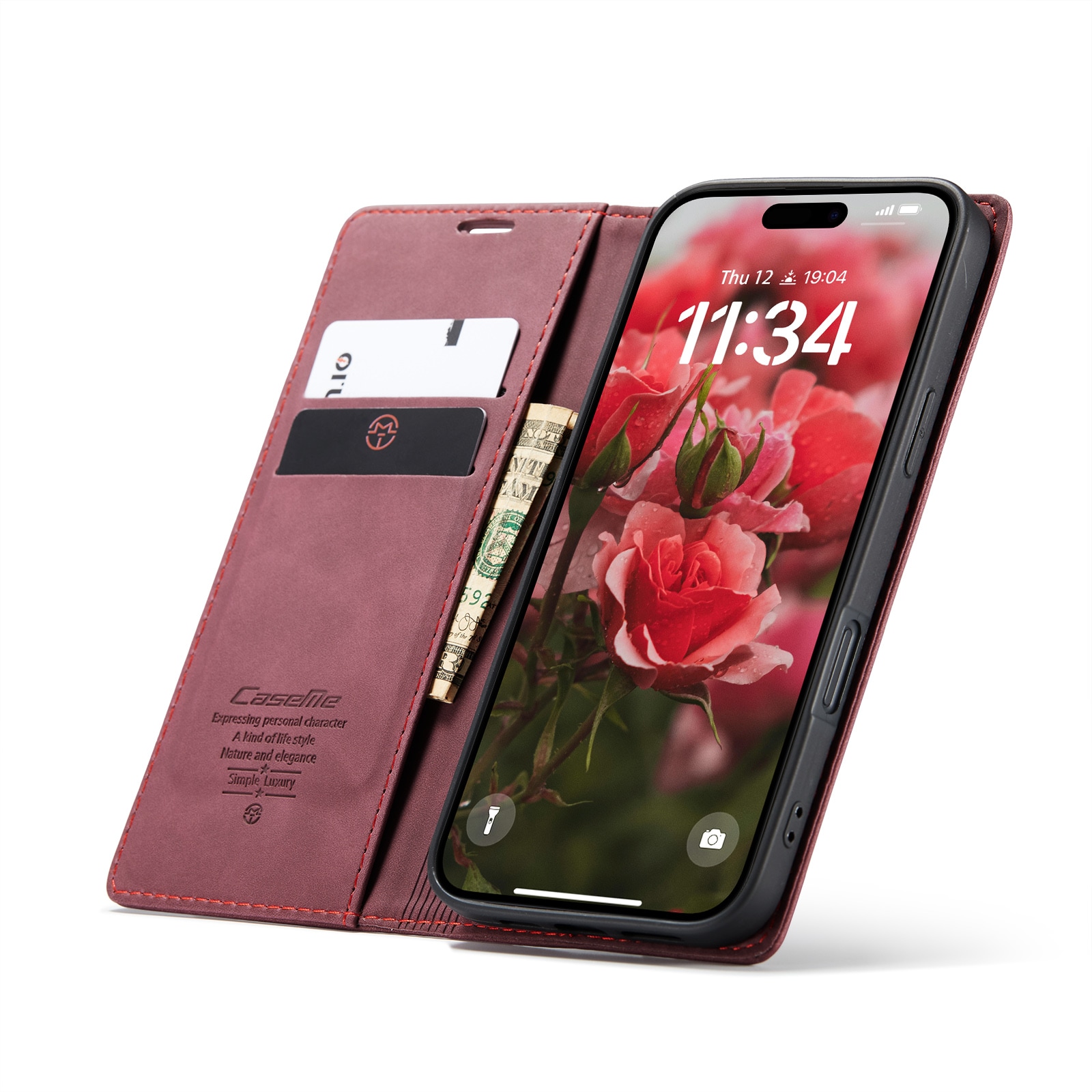 iPhone 16 Pro Slimmat plånboksfodral, Röd