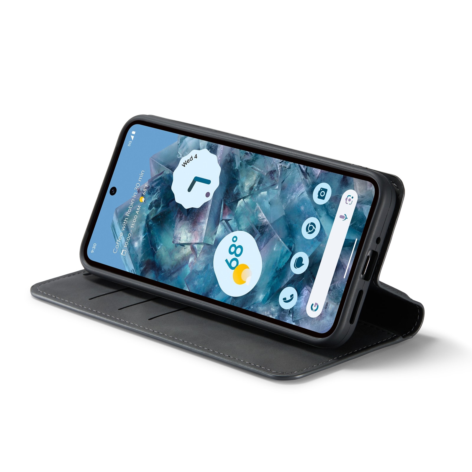 Google Pixel 9 Pro XL Slimmat fodral med kortfack, Svart