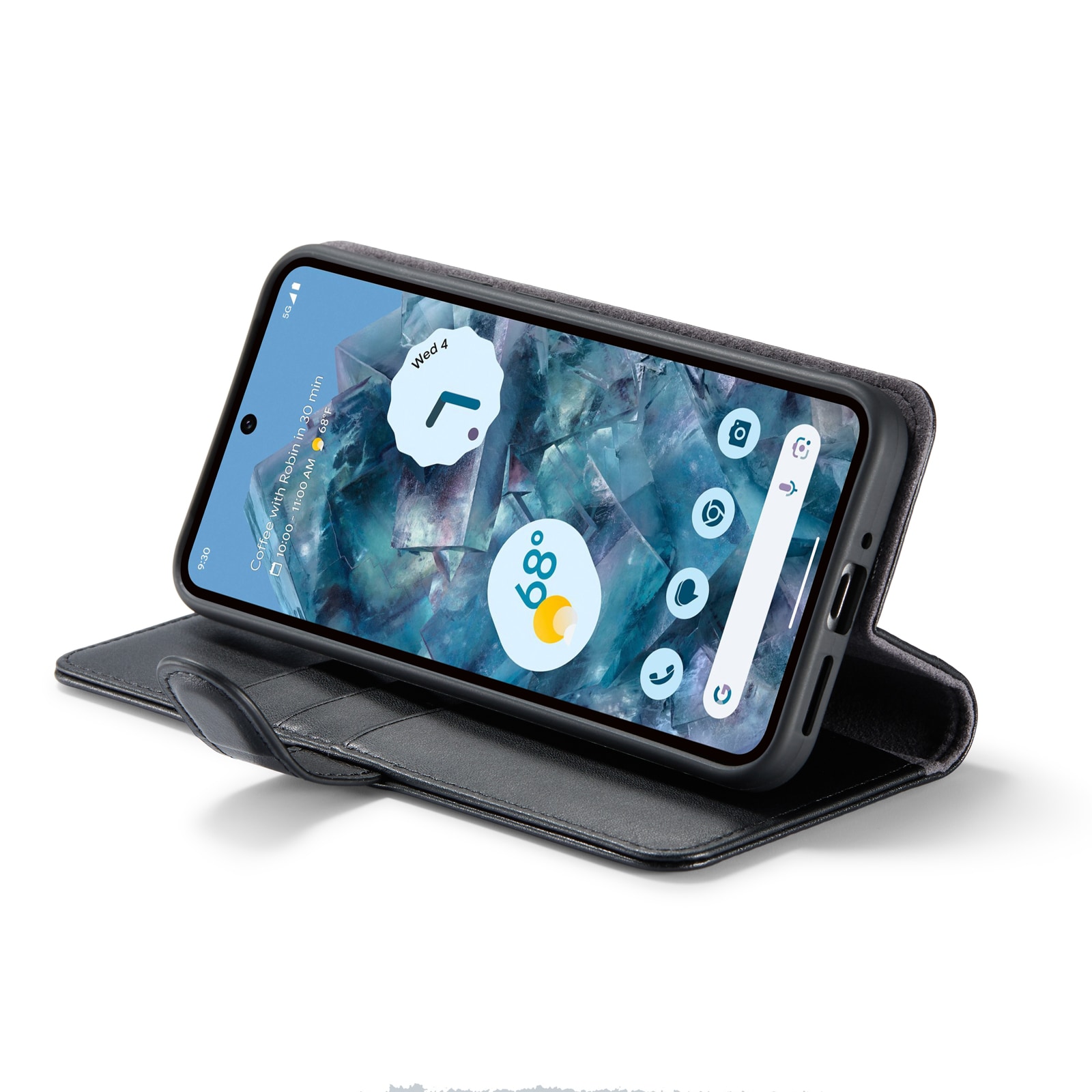 Google Pixel 9 Pro XL Plånboksfodral i Äkta Läder, Svart