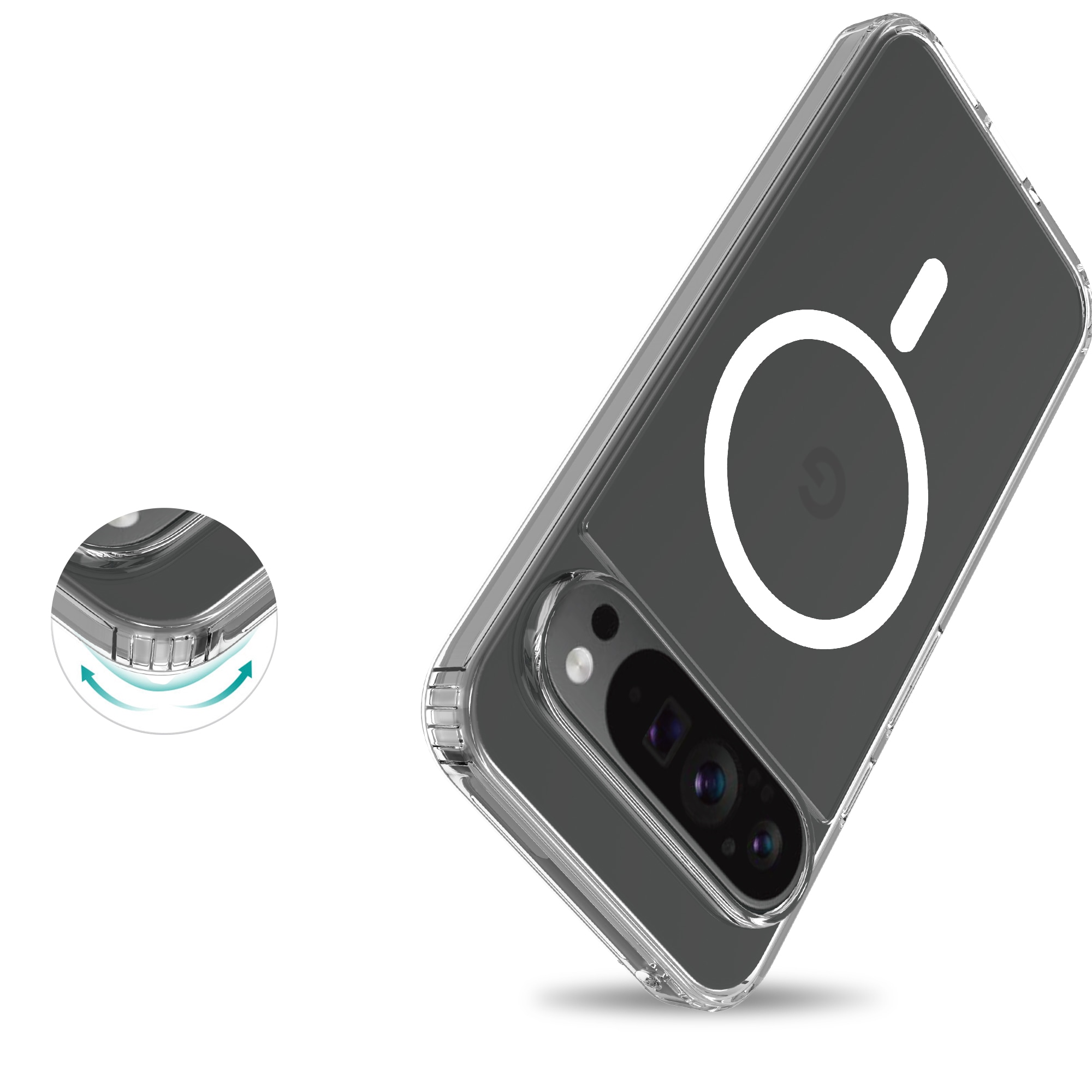 Google Pixel 9 Pro XL MagSafe Hybrid-skal, Genomskinlig