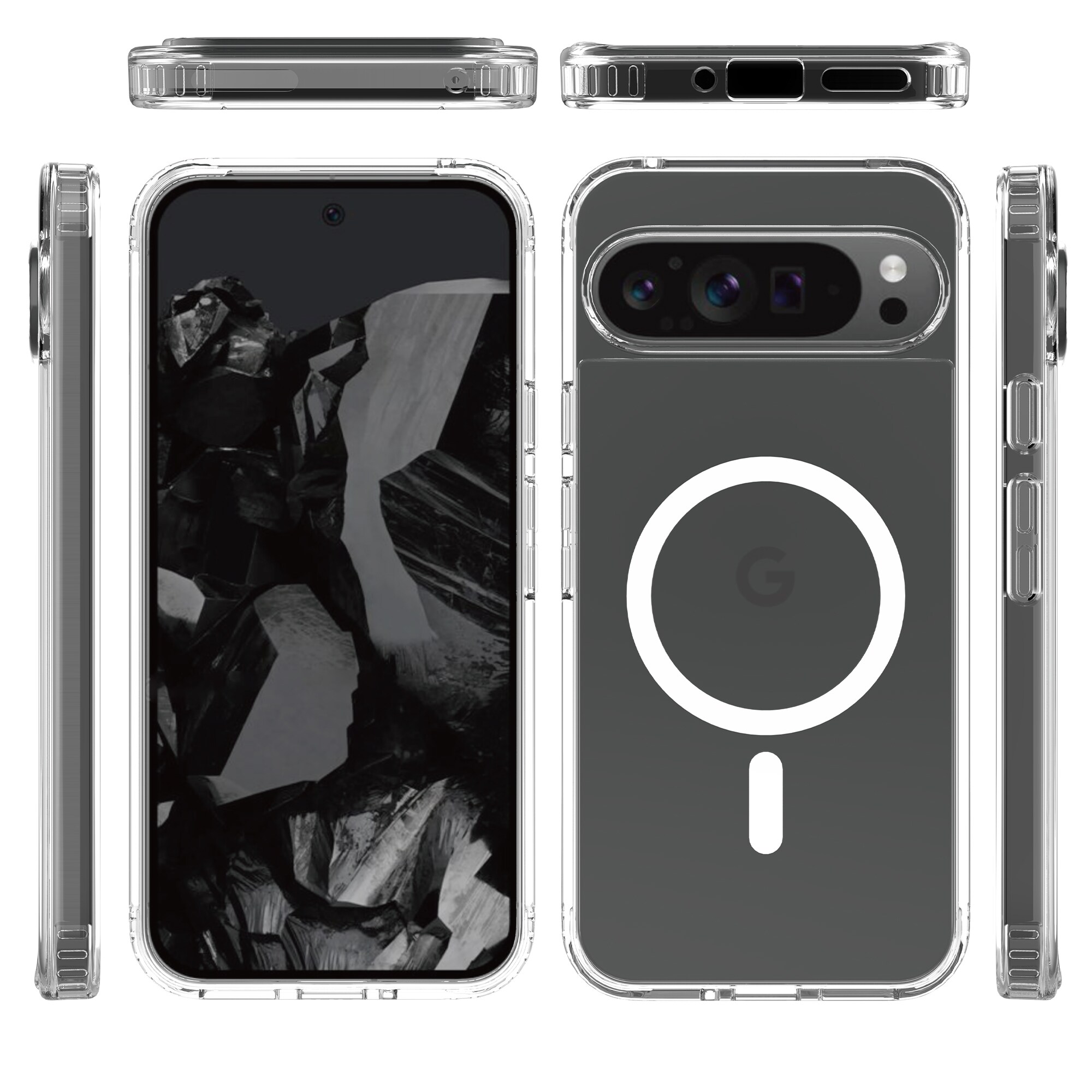 Google Pixel 9 Pro XL MagSafe Hybrid-skal, Genomskinlig