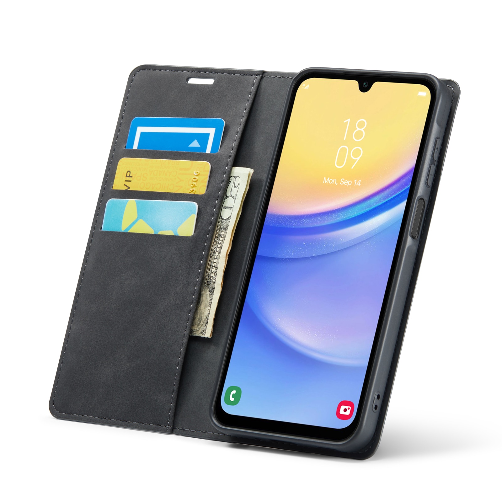 Samsung Galaxy A16 Slimmat fodral med kortfack, Svart