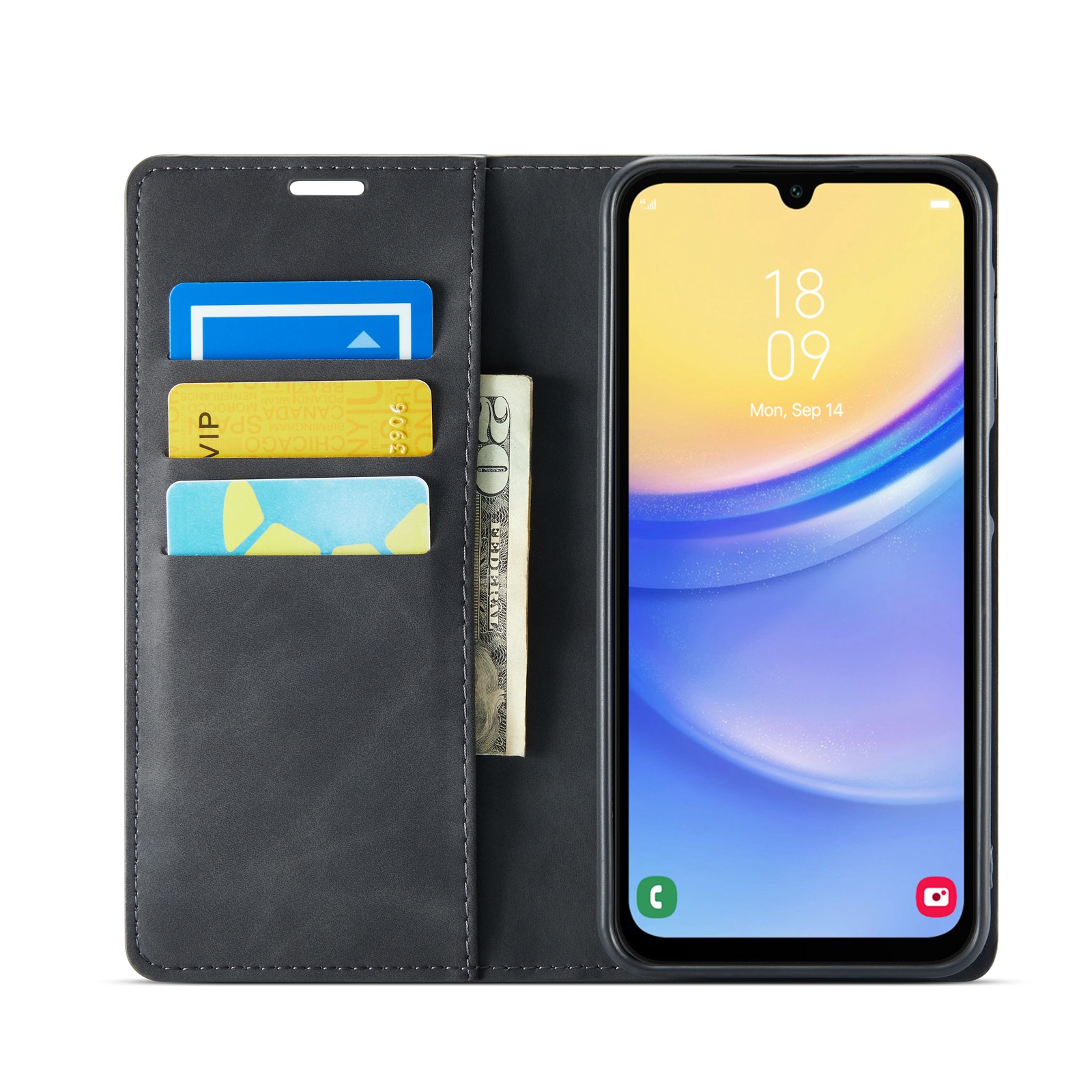 Samsung Galaxy A16 Slimmat fodral med kortfack, Svart